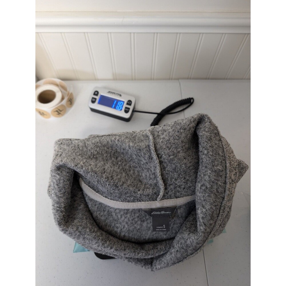 Eddie Bauer Womens Top Mock Neck Sweatshirt Small Long Sleeve Gray Pouch - Picture 12 of 12